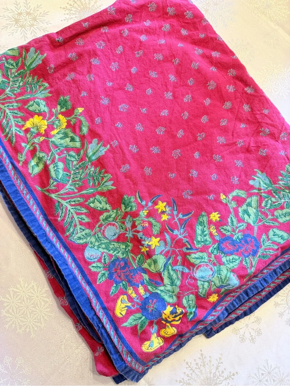 Vintage Williams-Sonoma Provence 68x84 tablecloth + 8 napkins Red w/green purple